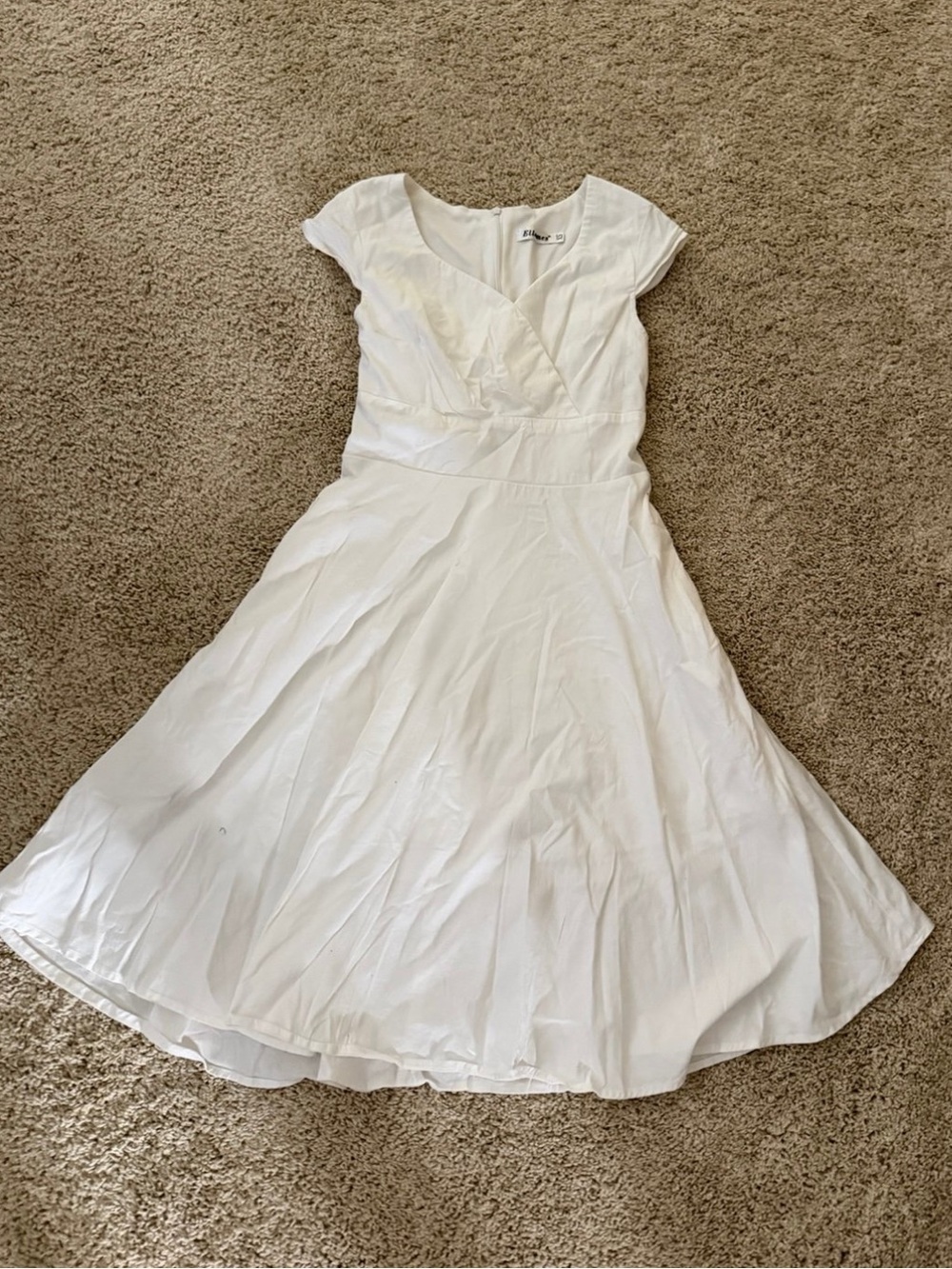 White Fit-and-Flare Cap Sleeve Dress